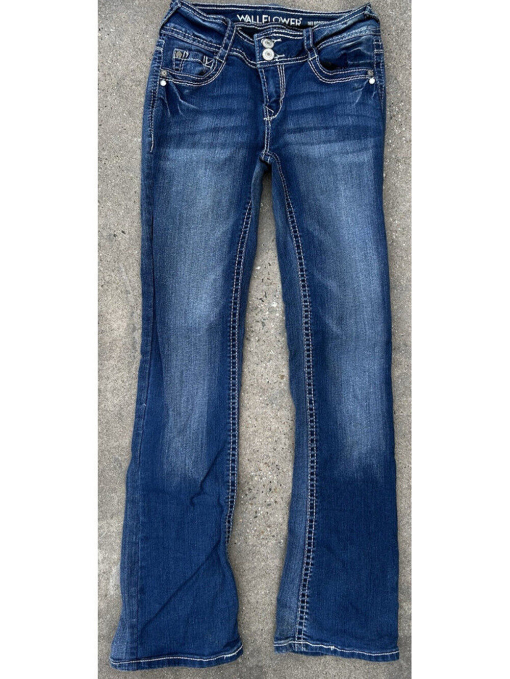 Wallflower Womens The Luscious Curvy Bootcut Jeans 1 Regular Blue Denim Classic